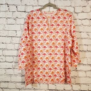 BARBARA GERWIT Flamingo Print Tunic Top Shirt Blouse Coverup Size XL 14-16 Youth